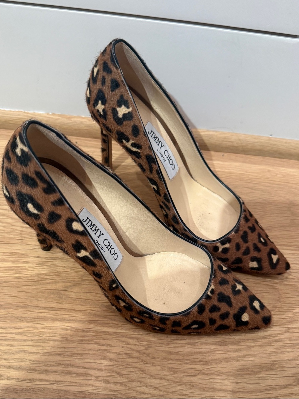 Jimmy Choo Romy Leopard-Print Pointed Toe Mid Heels -EU size 35.5